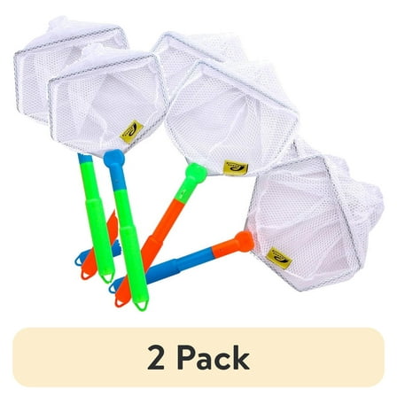 (2 pack) Promar Fun Multi-Color Bait/Fish Fishing Net  16" long x 8" wide x 1" High