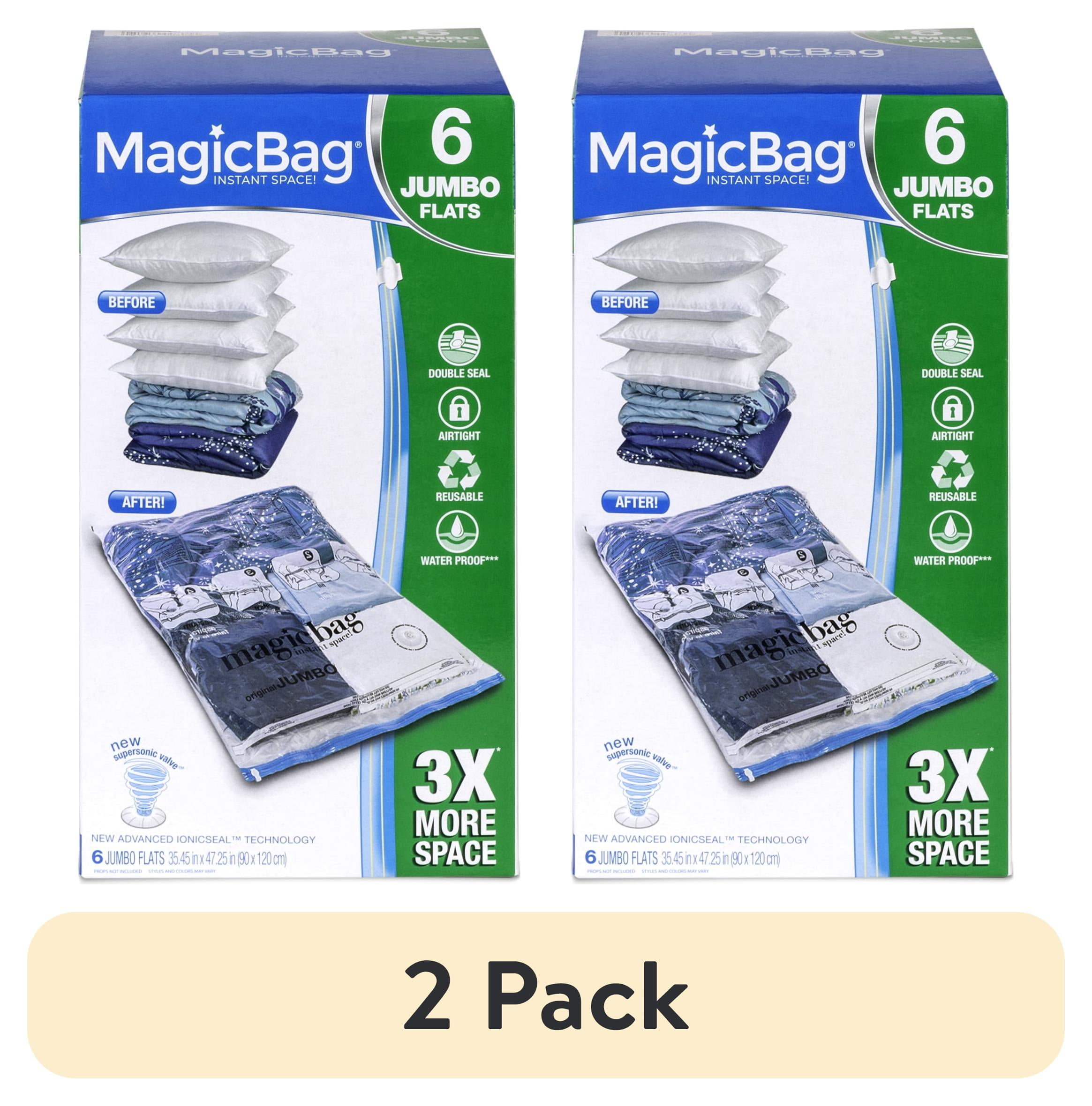 (2 pack) MagicBag 6-Pack Portable Instant Space Saver Storage, Clear Bags for Closet Organization