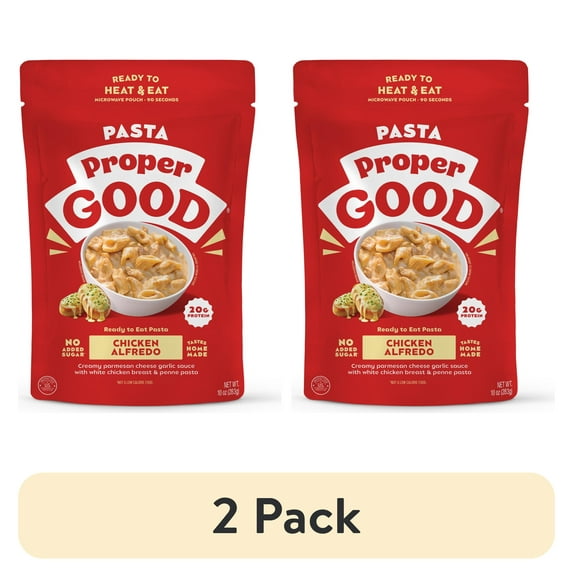 (2 pack) Proper Good Chicken Alfredo Ready to Serve Meal, Shelf-Stable, 10 oz, 1 Pack