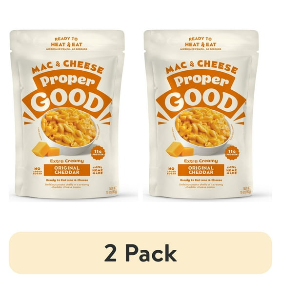 (2 pack) Proper Original Cheddar Mac and Cheese, Ready in 60 Seconds, Shelf-Stable Meal, 10oz