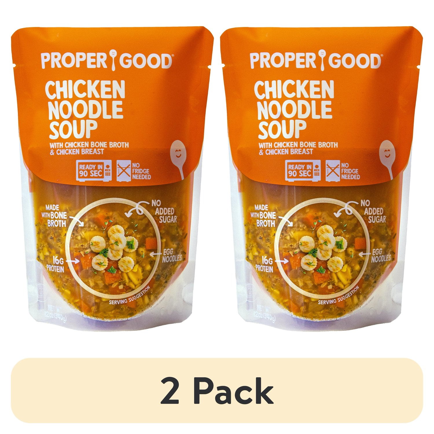 (2 pack) Proper Good Ready to Serve Chicken Noodle Soup, 12 oz, Shelf-Stable