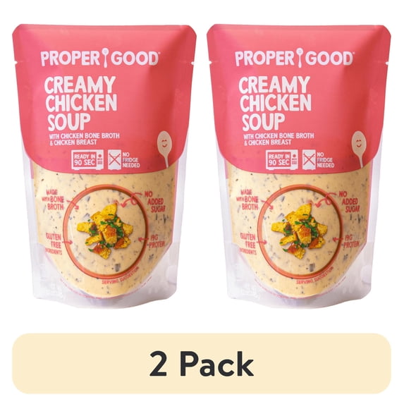 (2 pack) Proper Good Creamy Chicken Soup, Ready in 90 Seconds, Shelf ...