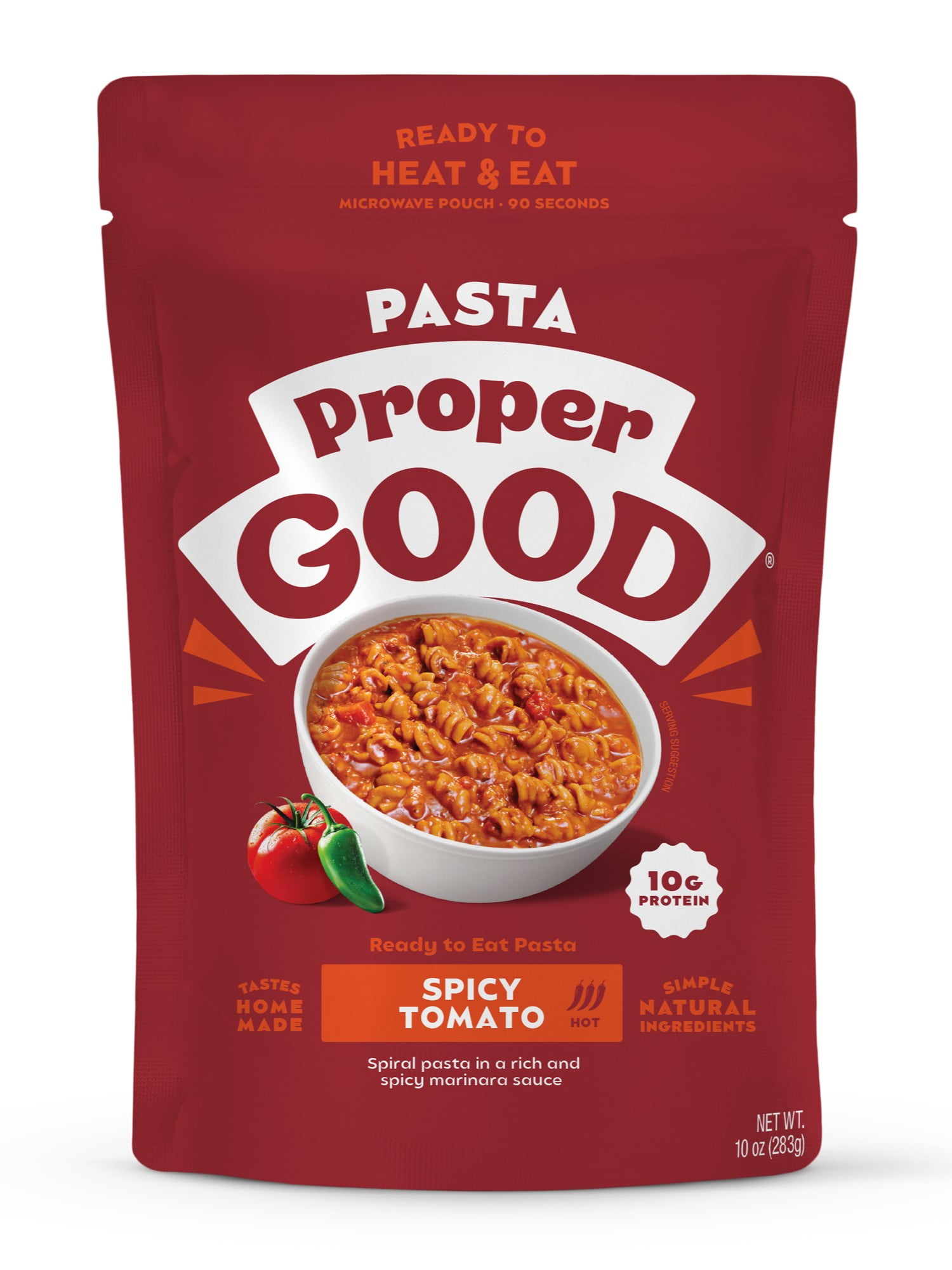 (2 pack) Proper Good Spicy Tomato Pasta, Ready in 90 Seconds, Shelf Stable Meal, 10 oz