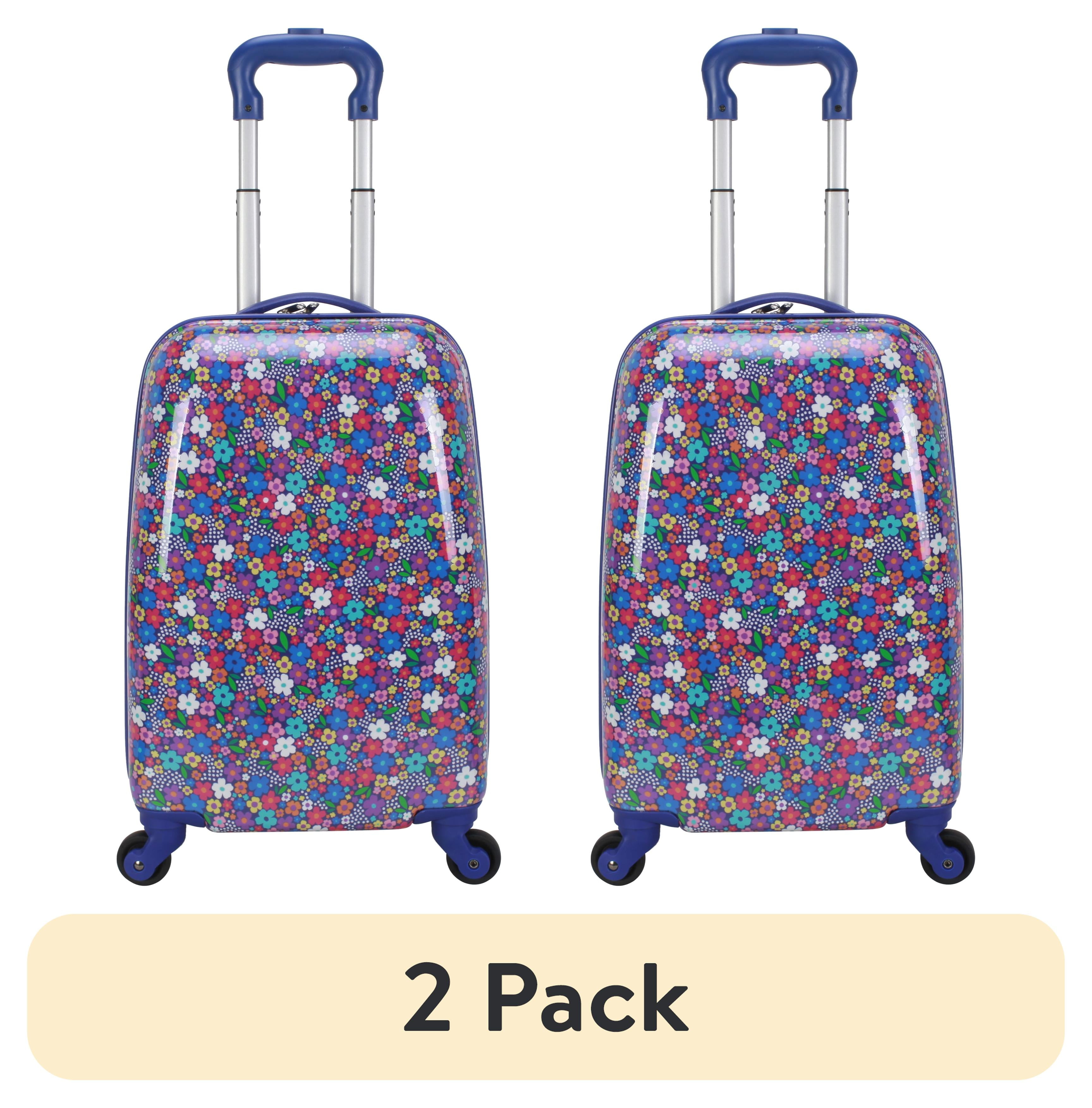 (2 pack) Protege 20" Hardside Kids Pilot Case Carry-On Luggage, Flower Print