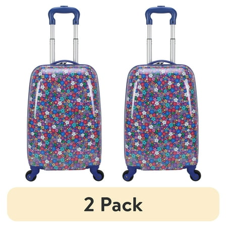 (2 pack) Protege 20" Hardside Kids Pilot Case Carry-On Luggage, Flower Print
