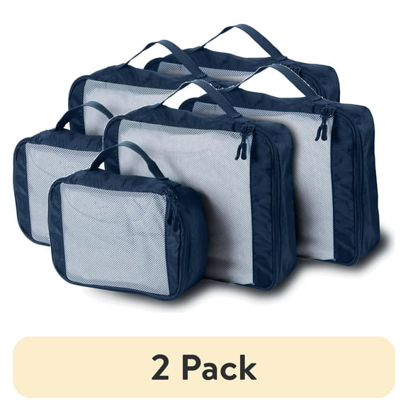 (2 pack) Protege 3-Piece Durable Packing Cubes Set with Mesh, Blue