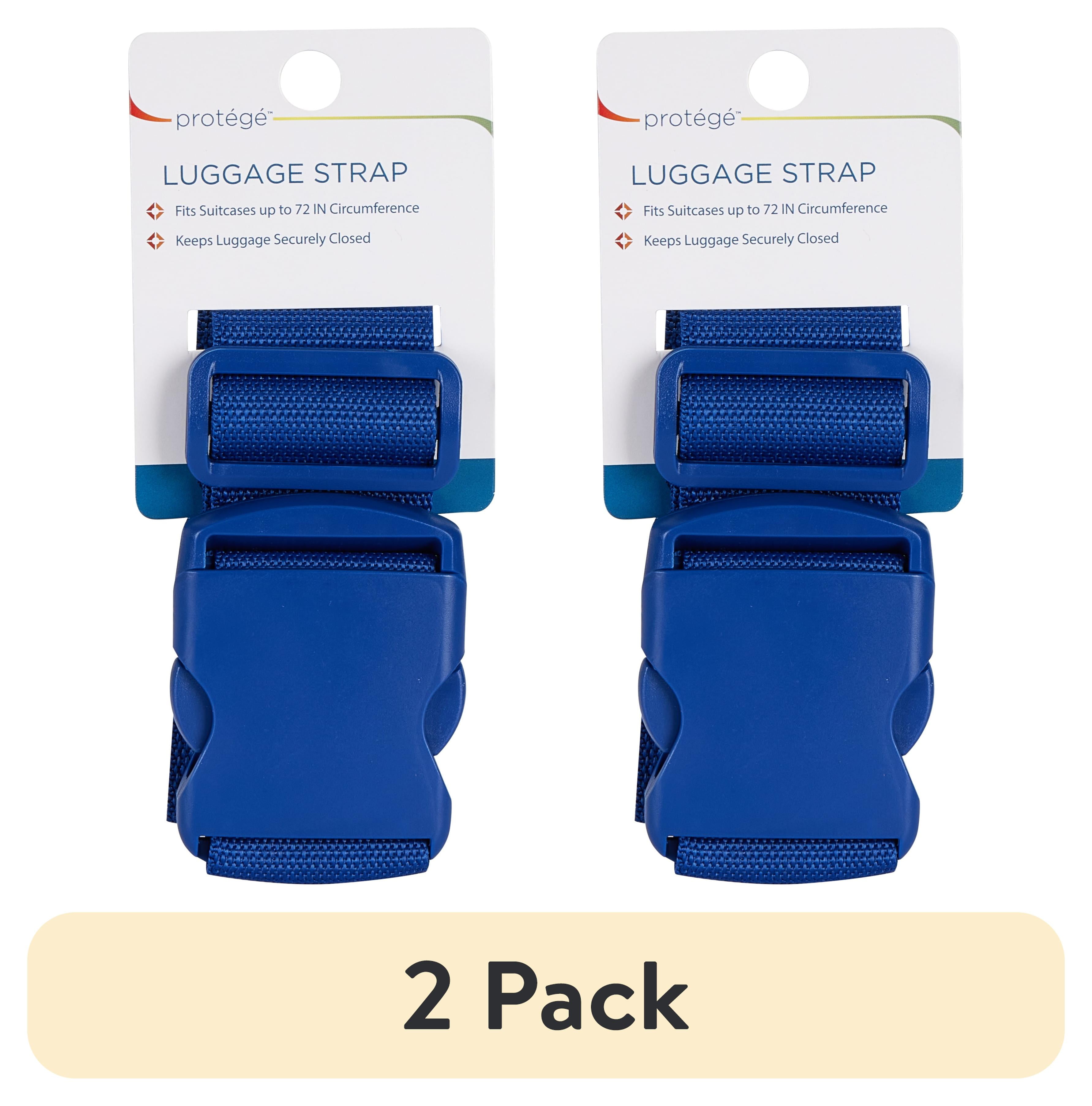 (2 pack) Protege Blue Luggage Strap With Secure Buckle, Fits Up To 72-Inch Suitcases