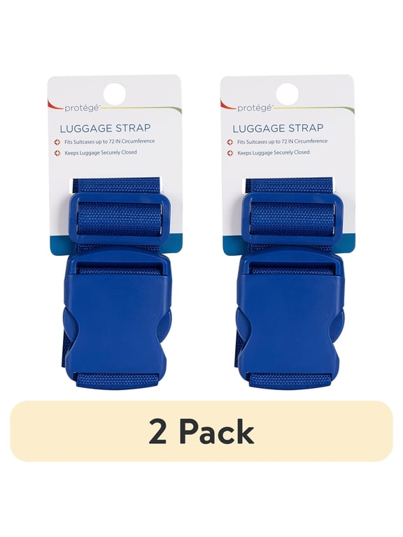 (2 pack) Protege Blue Luggage Strap With Secure Buckle, Fits Up To 72-Inch Suitcases