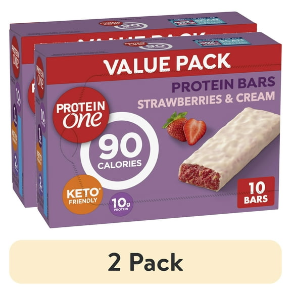 (2 pack) Protein One 90 Calorie Protein Bars, Strawberries and Cream, Value Pack, 10 Ct, 9.6 oz