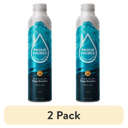 (2 pack) Proud Source Natural Spring Alkaline Water, 25.3 fl oz Resealable Aluminum Bottle