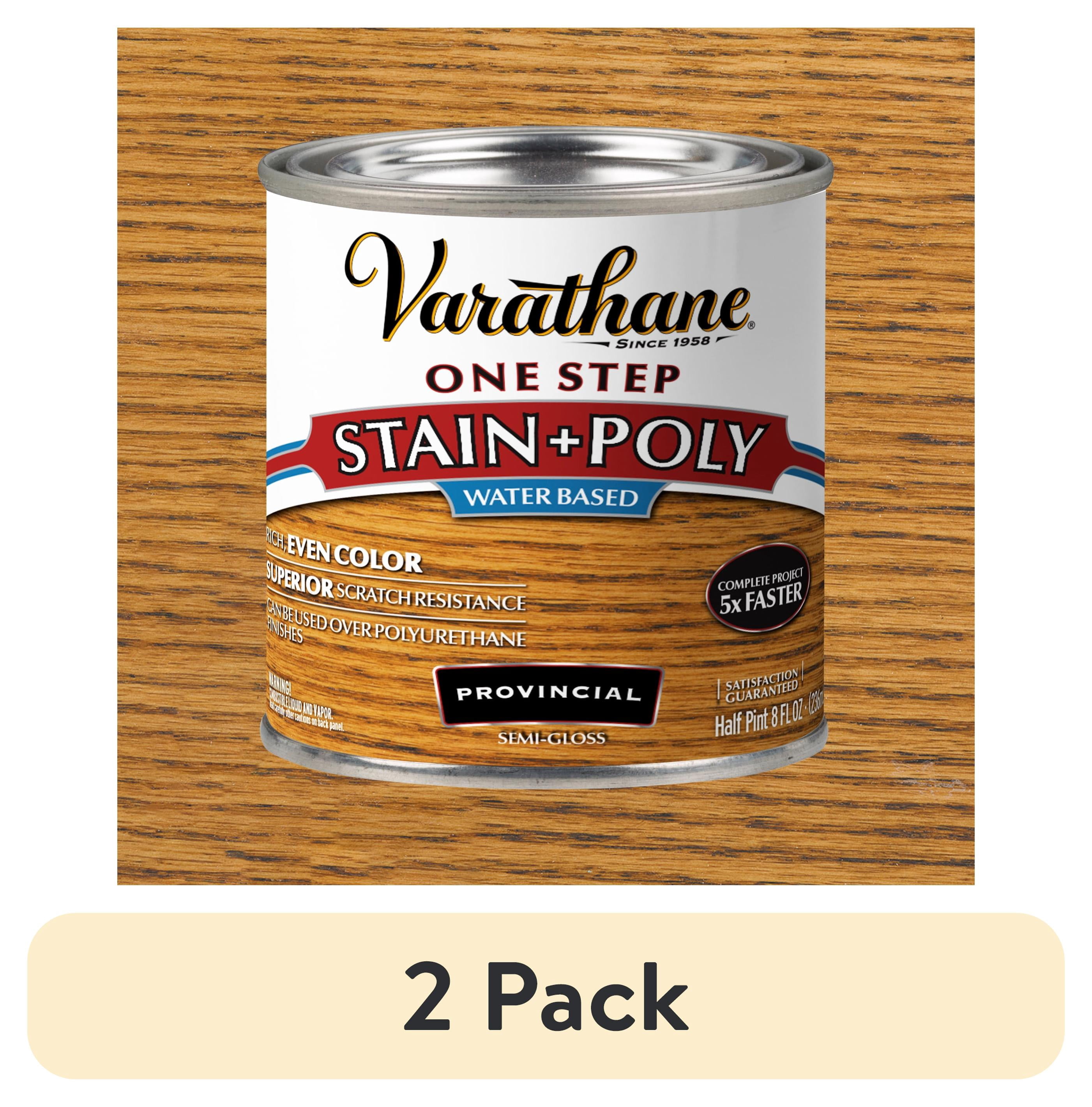 (2 pack) Provincial, Varathane One Step Interior Wood Stain + Polyurethane, Semi-Gloss -384366, Half Pint