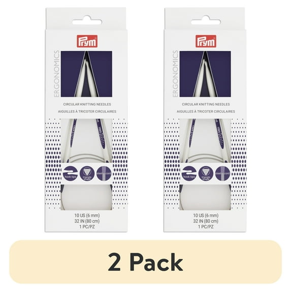 (2 pack) Prym Ergonomic 32" Circular Knitting Needles, US 10 (6mm)