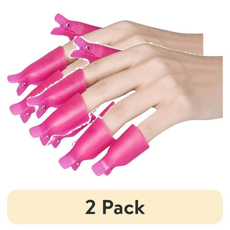 (2 pack) Pueen Reusable Plastic Nail Soaker Cap Clips for Gel Polish Removal, 10 Count