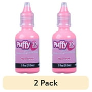 (2 pack) Puffy 3D Puff Paint, Fabric and Multi-Surface, Neon Pink, 1 fl oz Liquid Puff