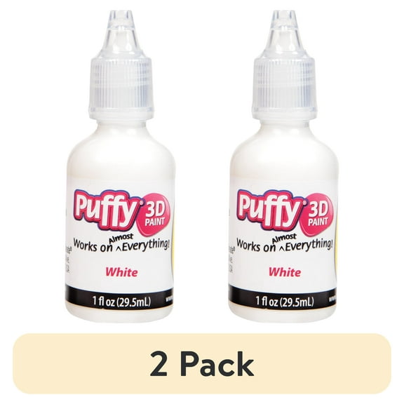 (2 pack) Puffy 3D Puff Paint, Fabric and Multi-Surface, White, 1 fl oz Liquid Puff
