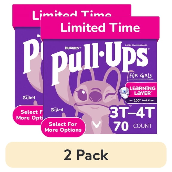 (2 pack) Pull-Ups Girls Potty Training Pants Disney Special Edition, 3T-4T, 70 Count