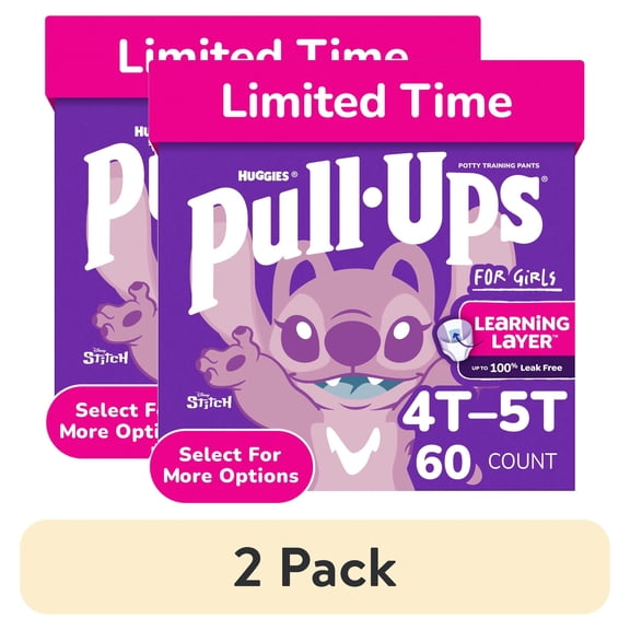 (2 pack) Pull-Ups Girls Potty Training Pants Disney Special Edition, 4T-5T, 60 Count