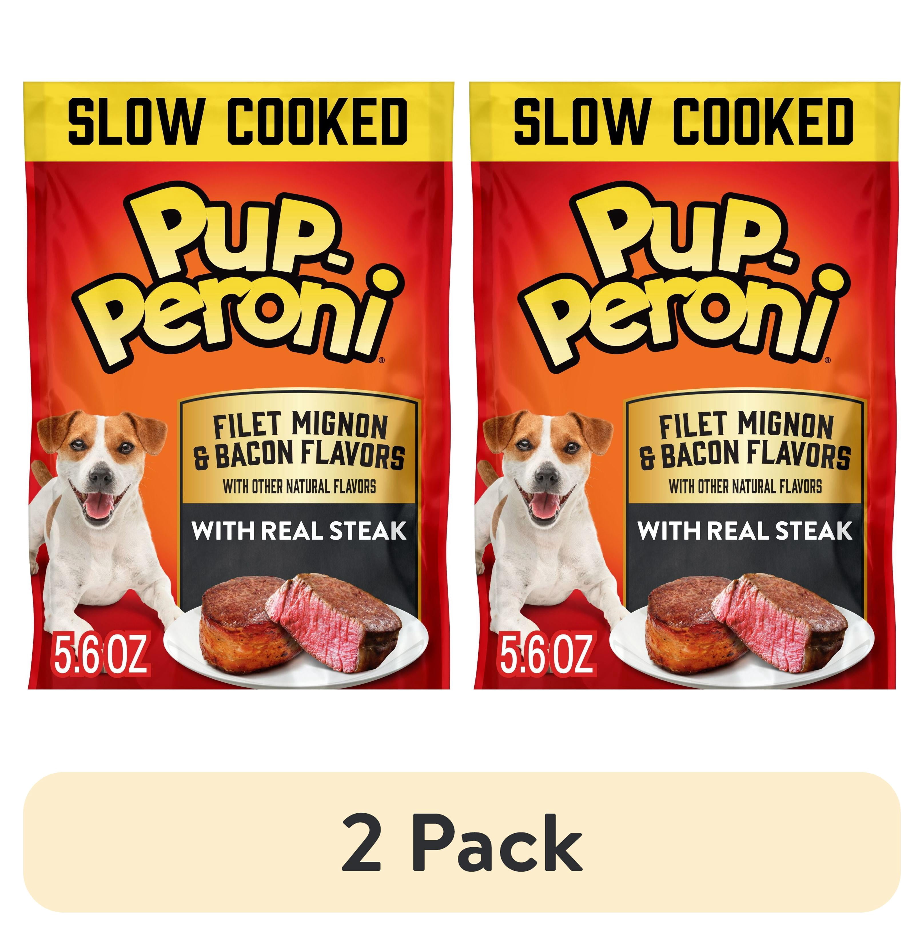 (2 pack) Pup Peroni Filet Mignon & Bacon Flavor Dog Treats, 5.6 oz Bag
