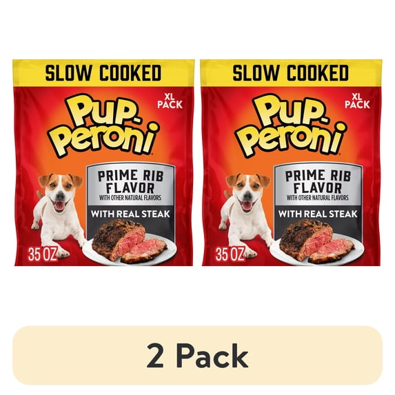 (2 pack) Pup Peroni Prime Rib Flavor Dog Treats, 35 oz Bag