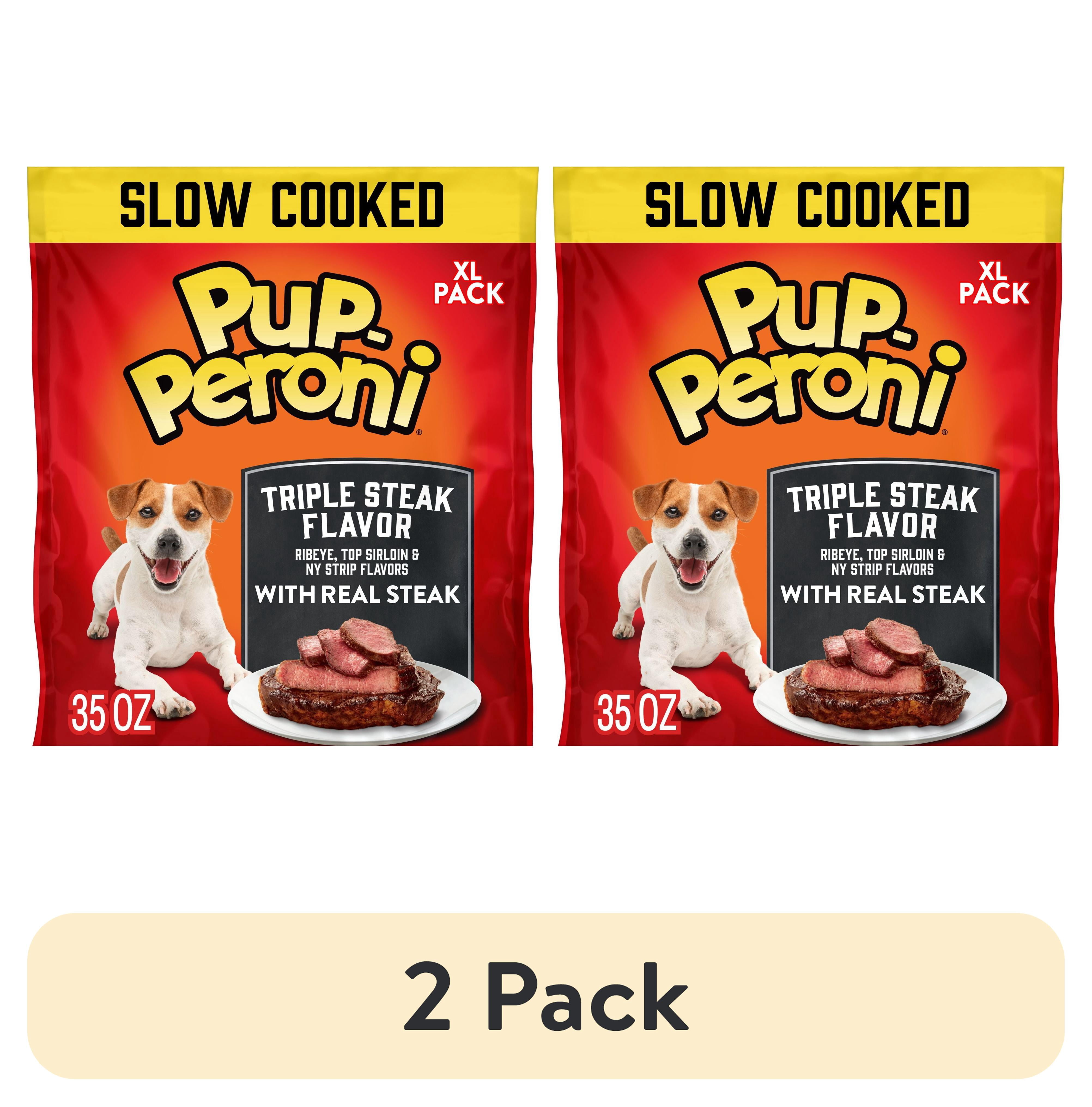 (2 pack) Pup Peroni Triple Steak Flavor Dog Treats, 35 oz Bag