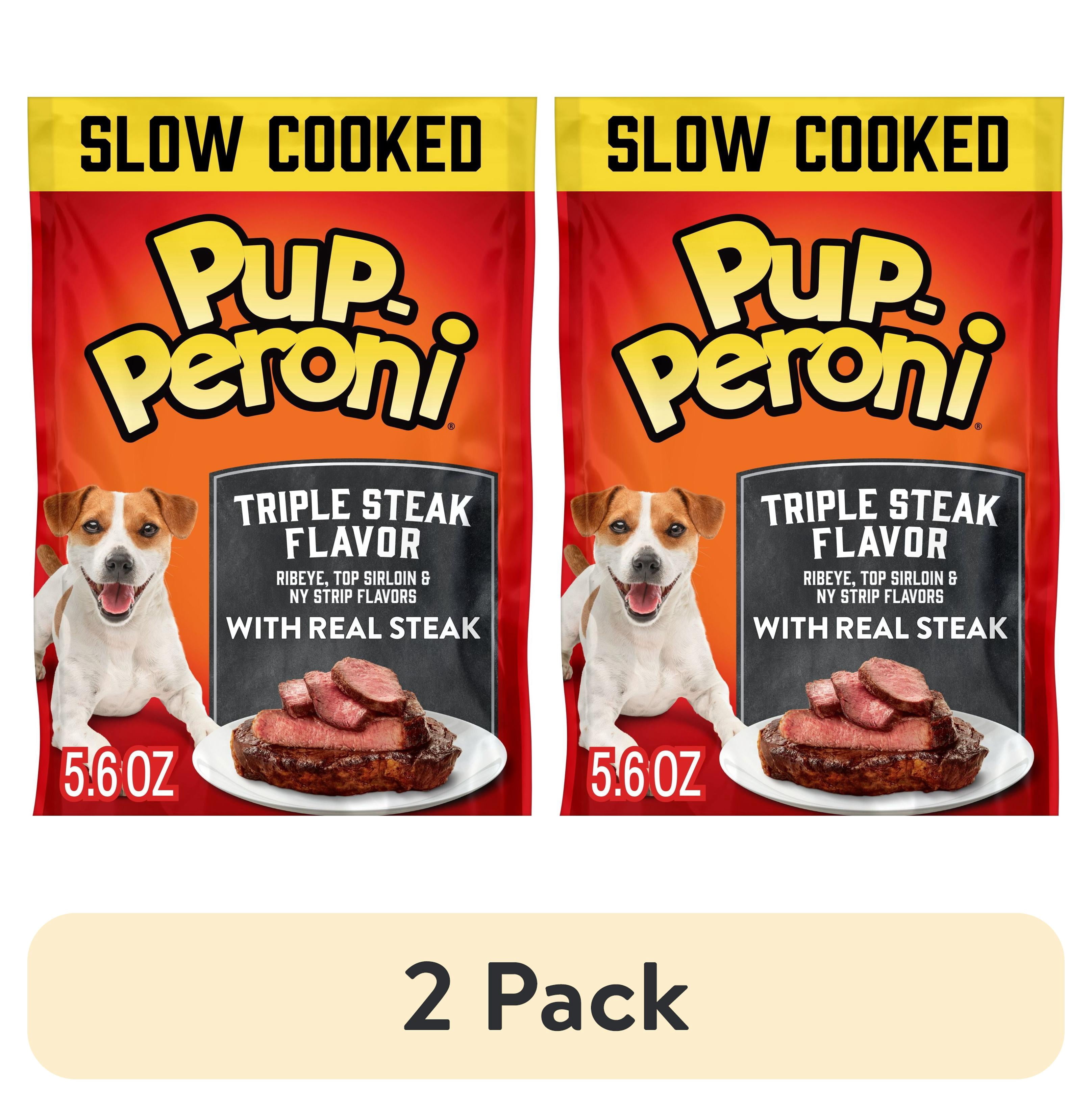 (2 pack) Pup Peroni Triple Steak Flavor Dog Treats, 5.6 oz Bag
