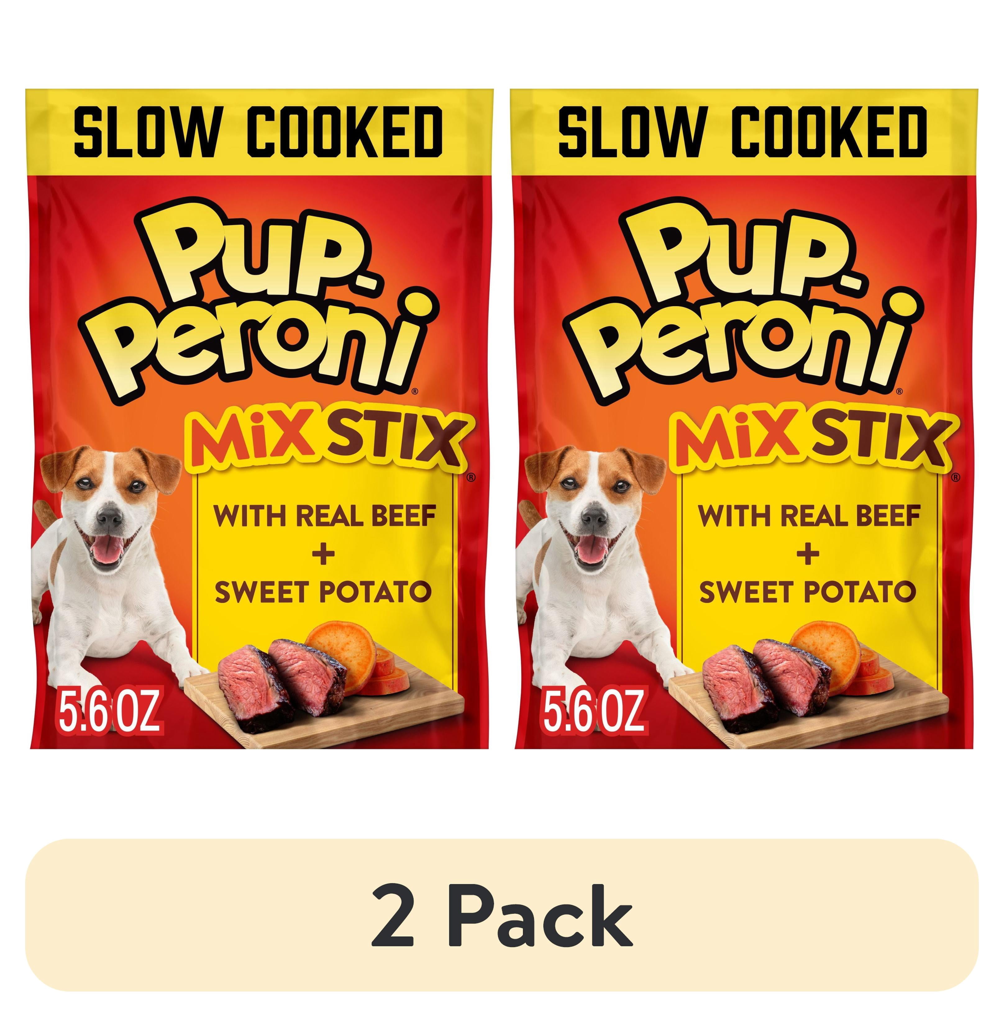 (2 pack) Pup Peroni Mix Stix Dog Treats With Real Beef + Sweet Potato, 5.6 oz Bag