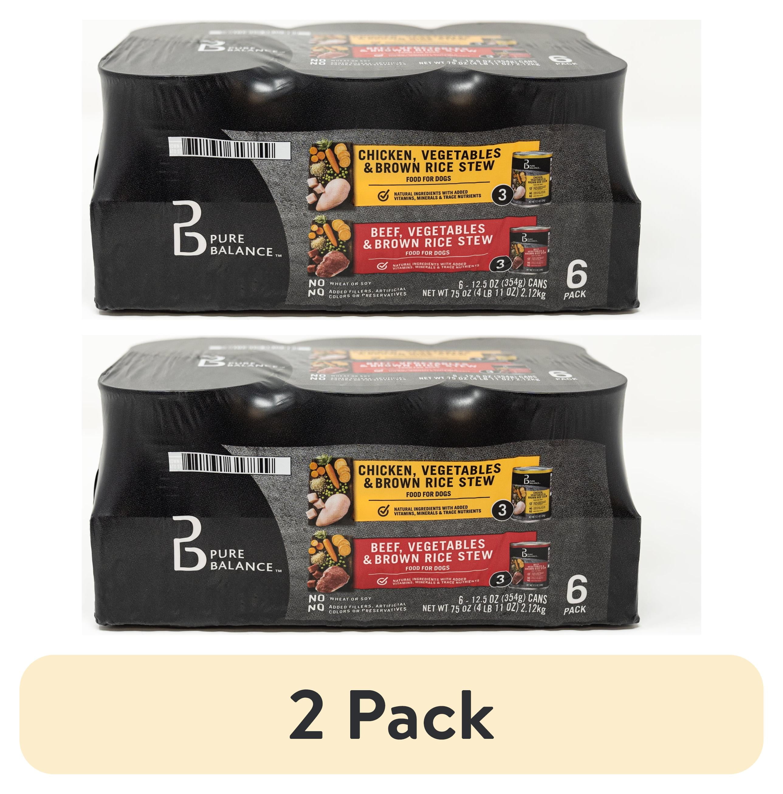 (2 pack) Pure Balance Beef Stew and Chicken Stew Wet Dog Food Variety Pack, 12.5 oz Cans, 6 Pack