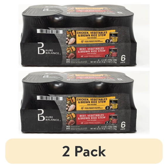 (2 pack) Pure Balance Beef Stew and Chicken Stew Wet Dog Food Variety Pack, 12.5 oz Cans (6 Pack)