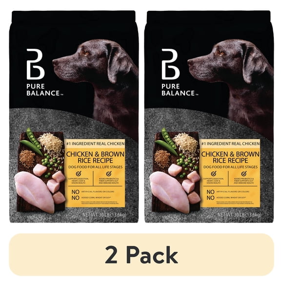 (2 pack) Pure Balance Chicken & Brown Rice Recipe Dry Dog Food, 30 lbs