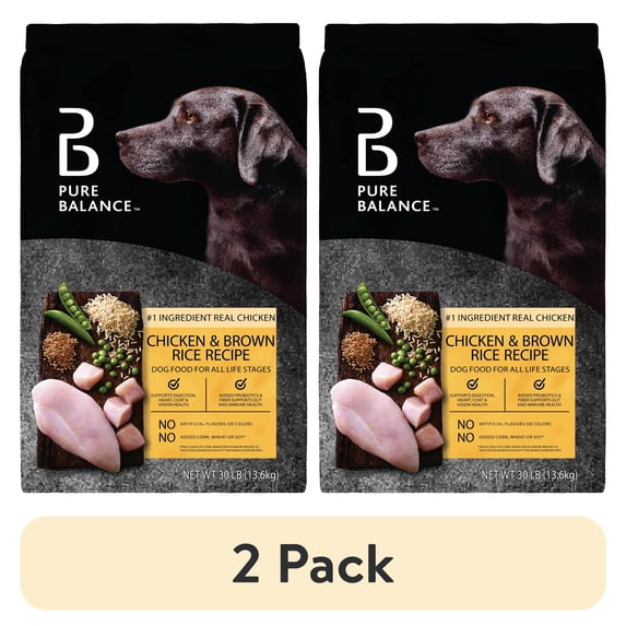 (2 pack) Pure Balance Chicken & Brown Rice Recipe Dry Dog Food, 30 lbs