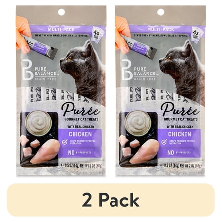 (2 pack) Pure Balance Chicken Puree Gourmet Cat Treats, 0.5 oz, 4 Count