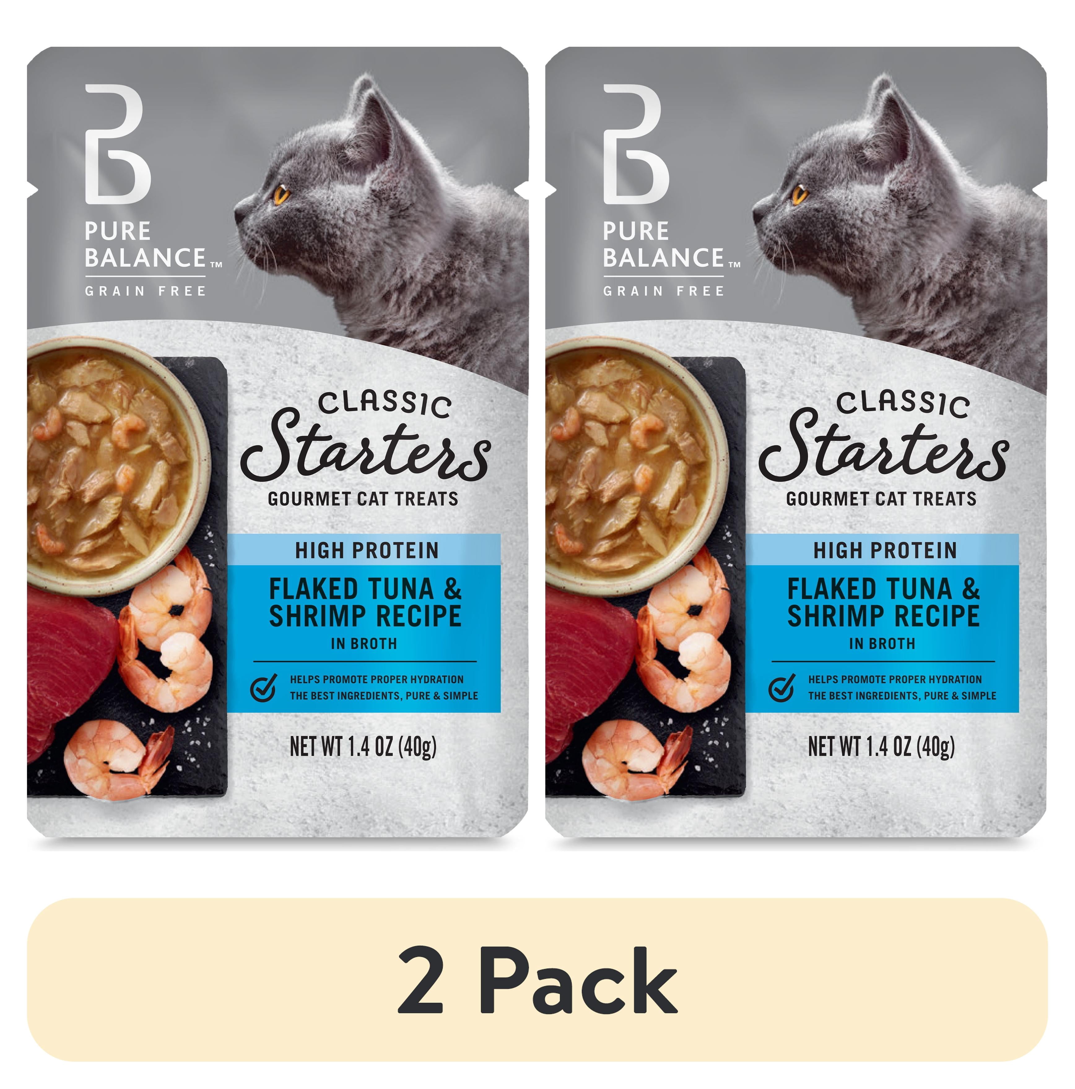 (2 pack) Pure Balance Classic Starters Flaked Tuna & Shrimp Recipe in Broth Gourmet Cat Treats, 1.4 oz