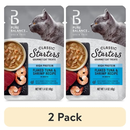 (2 pack) Pure Balance Classic Starters Flaked Tuna & Shrimp Recipe in Broth, 1.4 oz