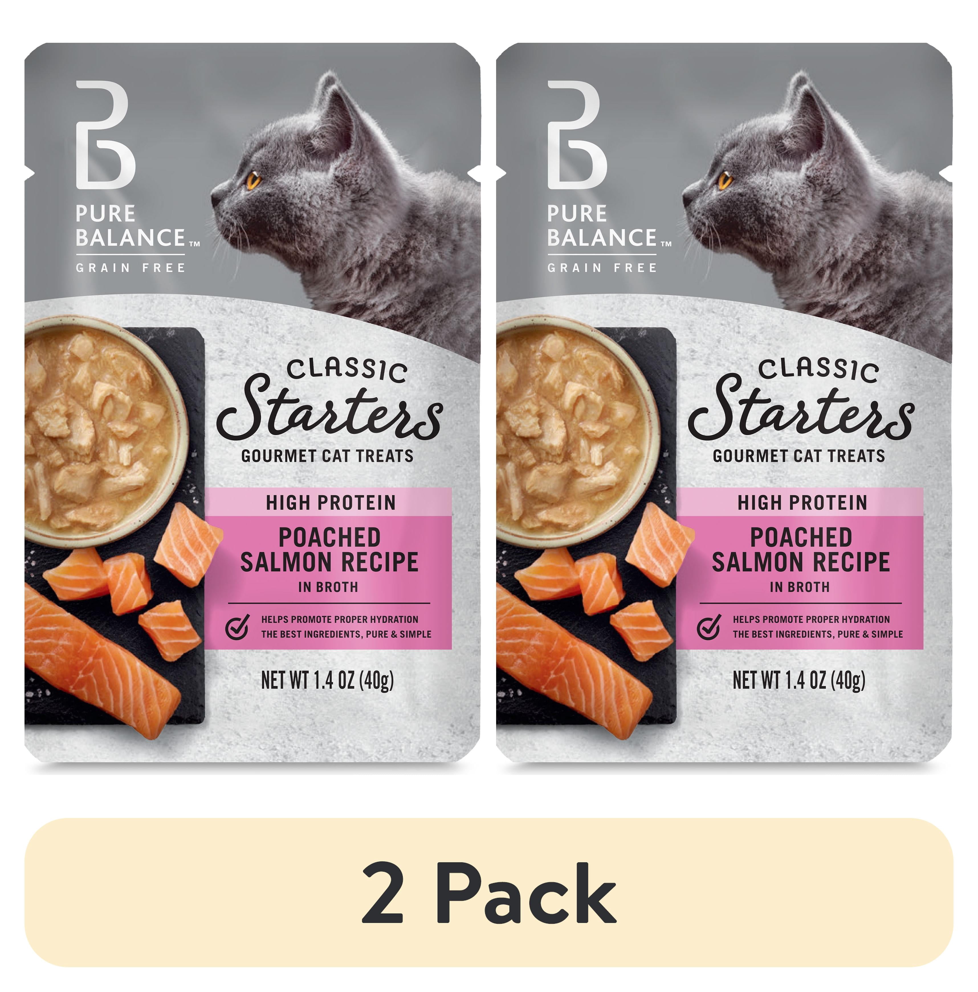 (2 pack) Pure Balance Classic Starters Gourmet Cat Treats, Poached Salmon in Broth, 1.4 oz