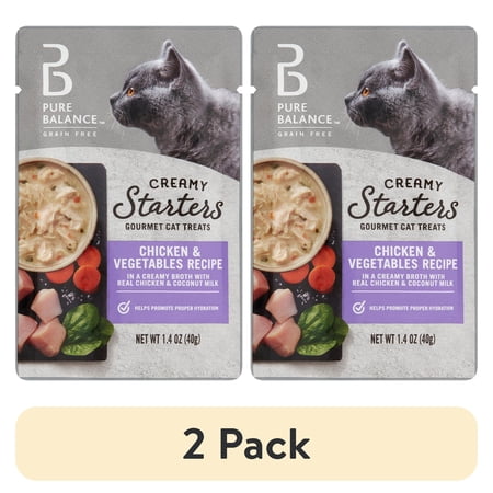 (2 pack) Pure Balance Gourmet Cat Treat Creamy Starters, Chicken & Vegetable Recipe, 1.4 oz