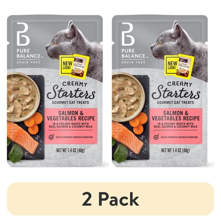 (2 pack) Pure Balance Gourmet Cat Treat Creamy Starters, Salmon & Vegetable Recipe, 1.4 oz