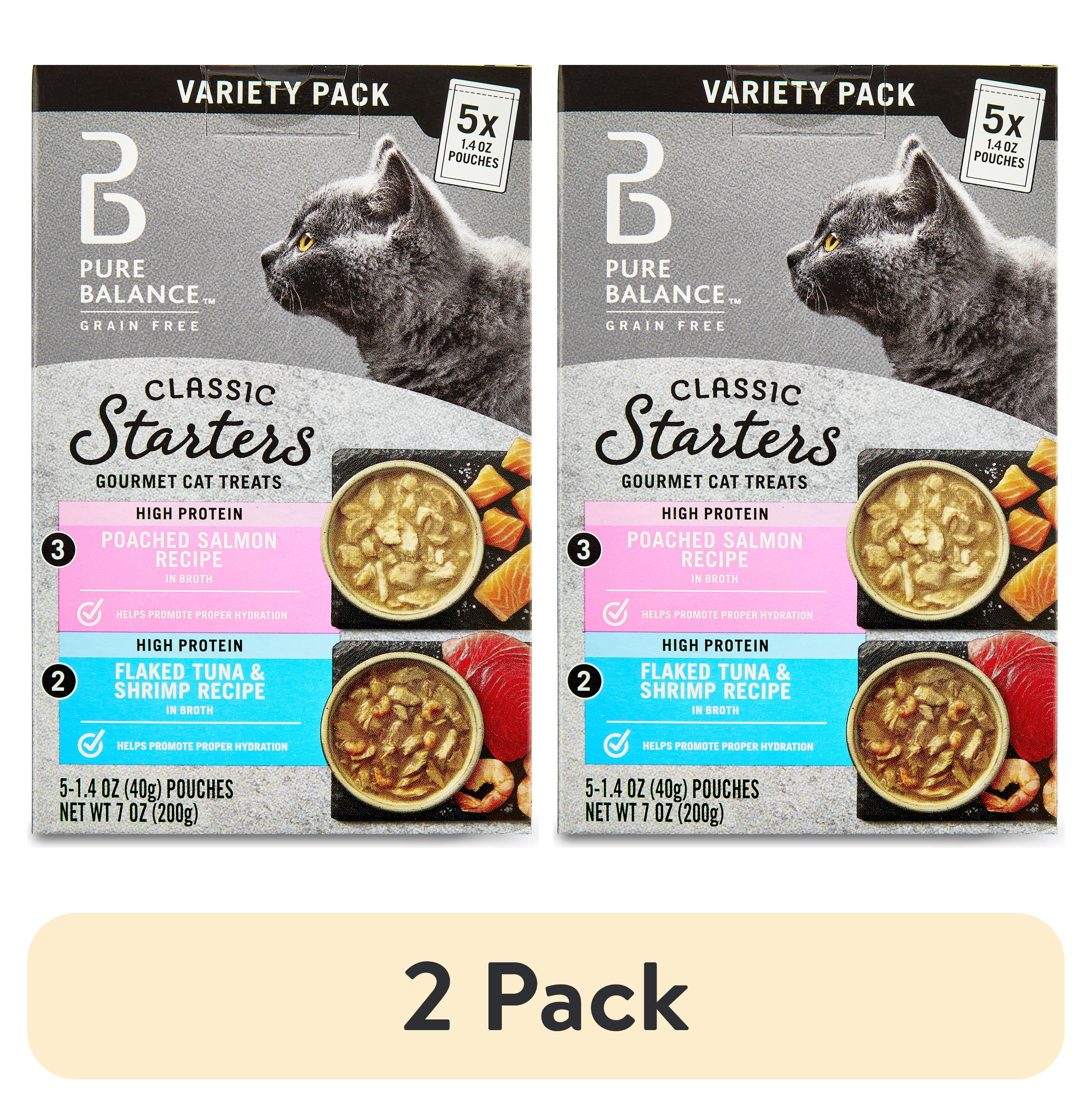 (2 pack) Pure Balance Gourmet Cat Treat Starters, Salmon, Tuna & Shrimp Recipe Variety Pack, 1.4 Oz, 5 Pack
