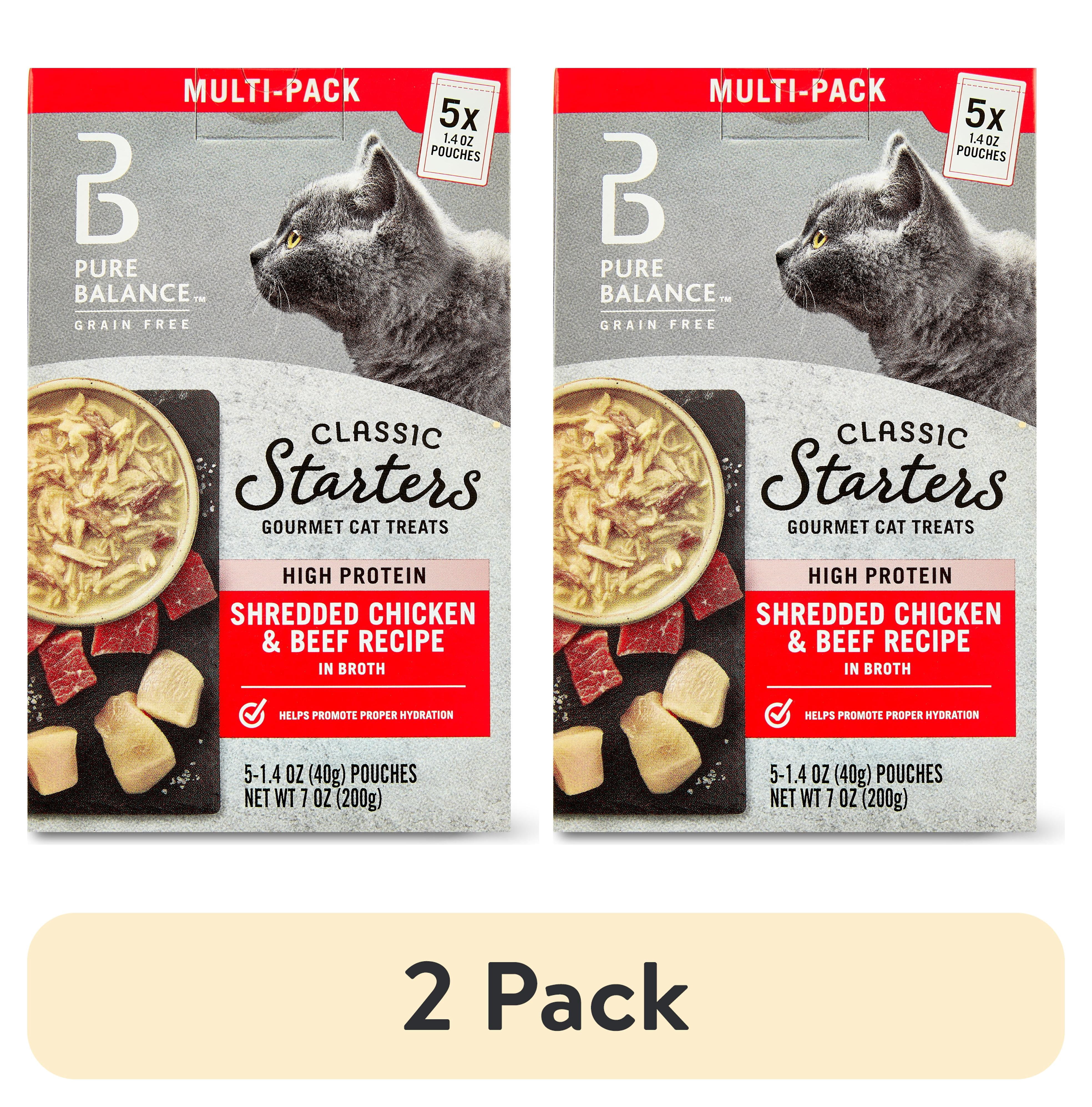 (2 pack) Pure Balance Gourmet Cat Treat Starters, Shredded Chicken & Beef Recipe, 1.4 Oz, 5 Pack
