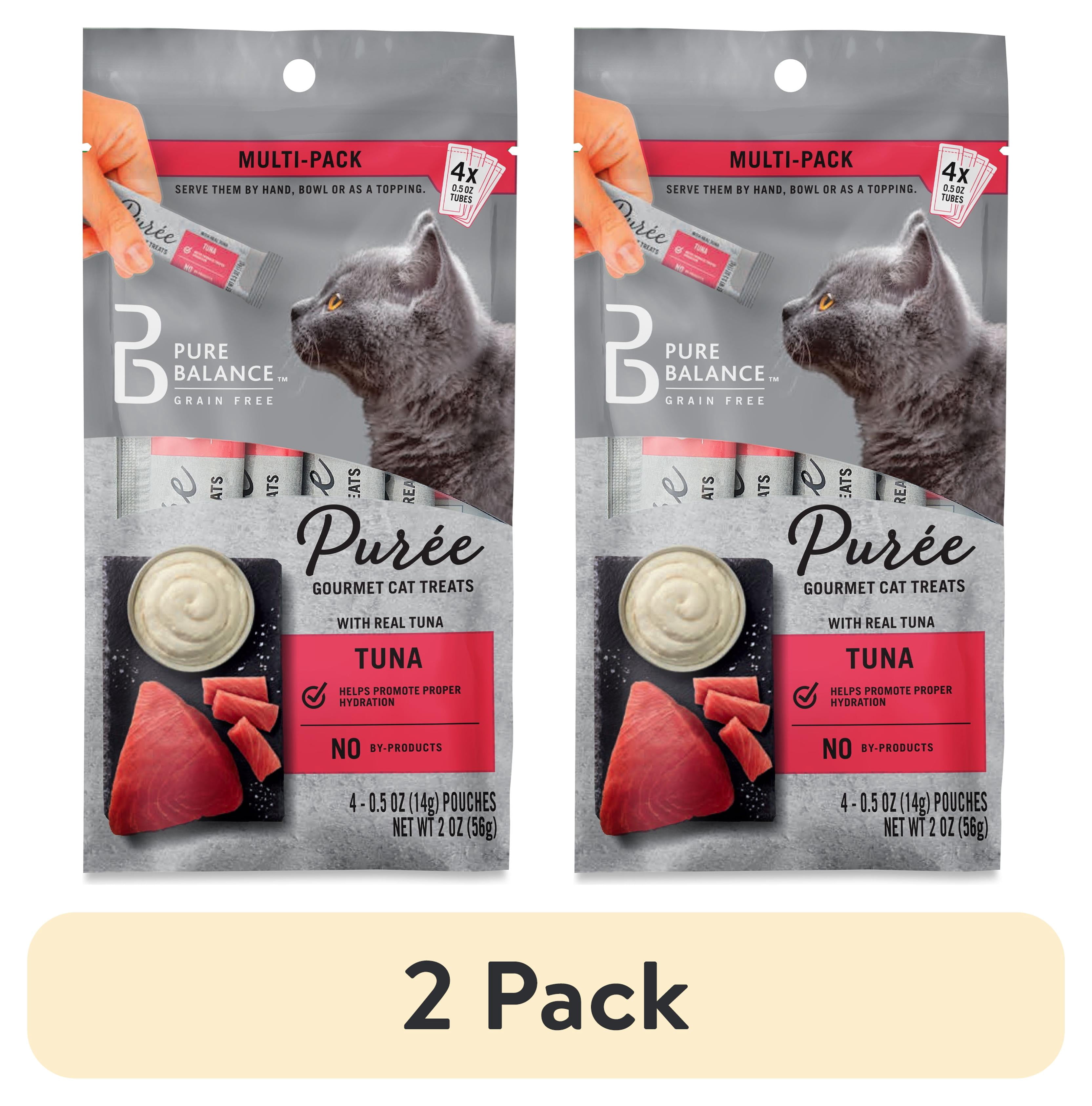 (2 pack) Pure Balance Grain Free Gourmet Wet Cat Treats, Tuna, 0.5 oz Pouches, 4 Count