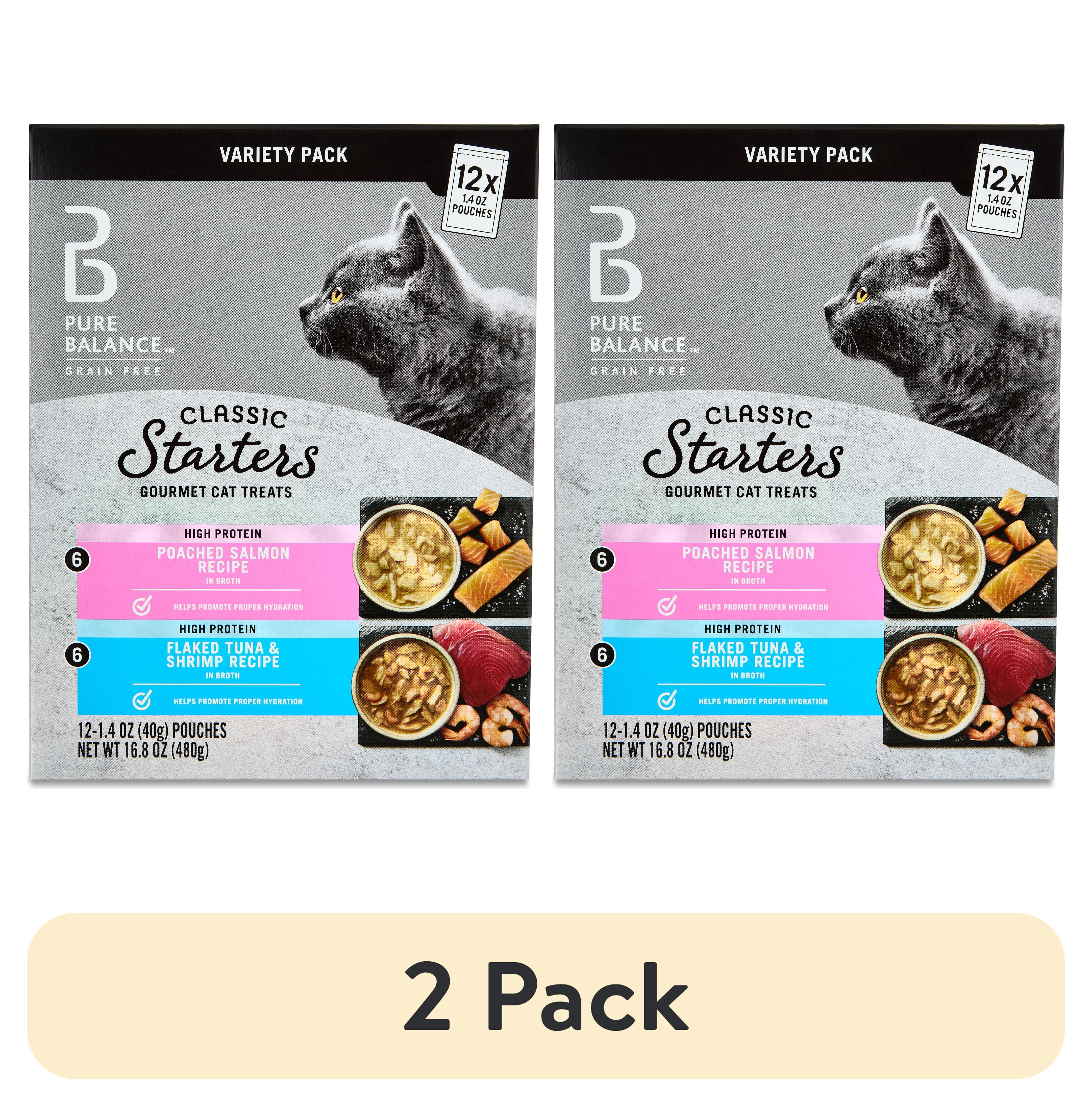 (2 pack) Pure Balance Grain-Free Gourmet Wet Cat Treats Variety Pack, 1.4 oz, 12 Count