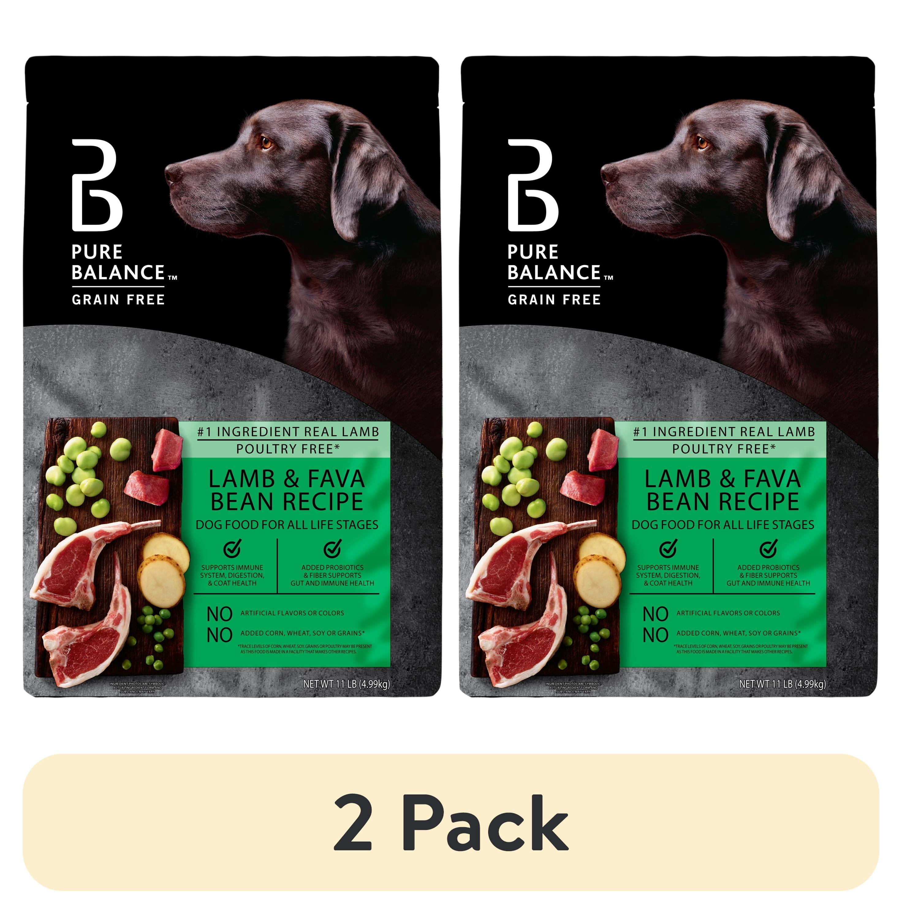 (2 pack) Pure Balance Grain-Free & Poultry-Free Lamb & Fava Bean Recipe Dry Dog Food, 11 lbs