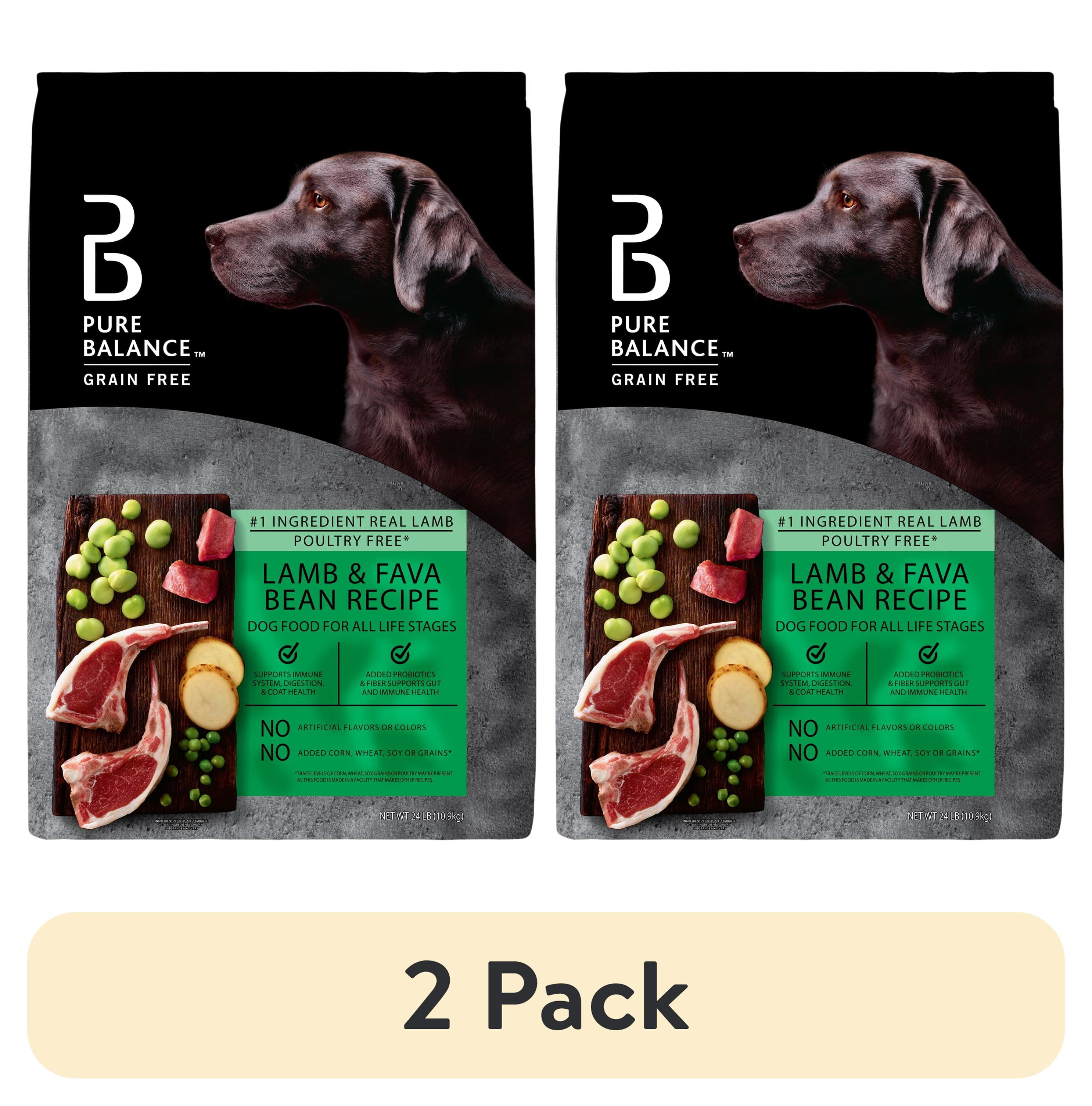 (2 pack) Pure Balance Grain-Free & Poultry-Free Lamb & Fava Bean Recipe Dry Dog Food, 24 lbs