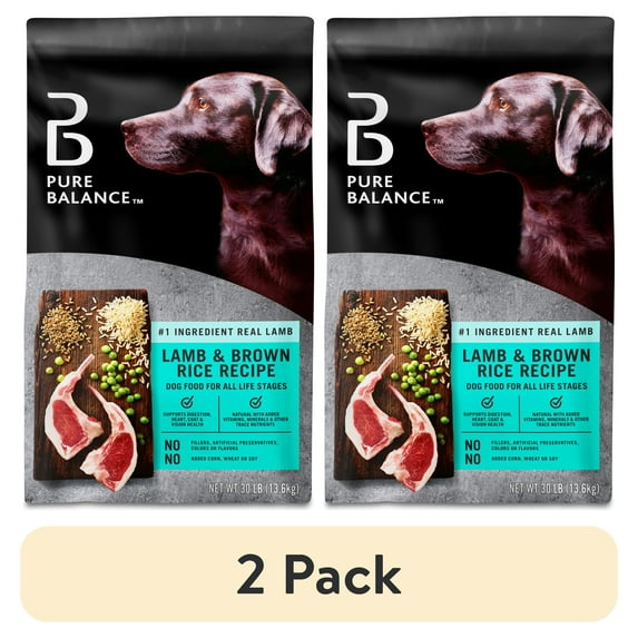 (2 pack) Pure Balance Lamb & Brown Rice Recipe Dry Dog Food, 30 lbs