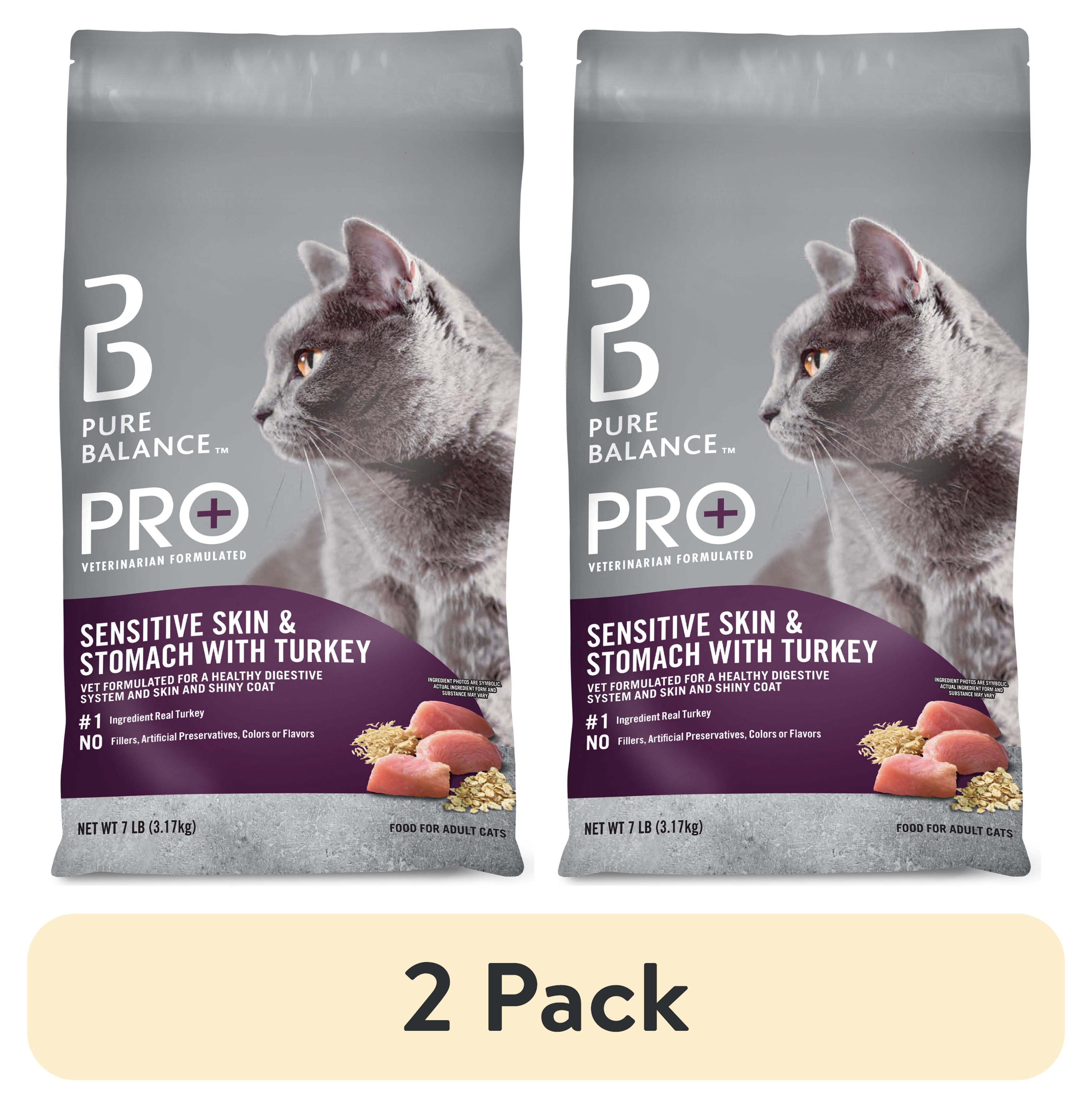 (2 pack) Pure Balance PRO+ Sensitive Skin & Stomach with Turkey Dry Cat Food, 7 lbs
