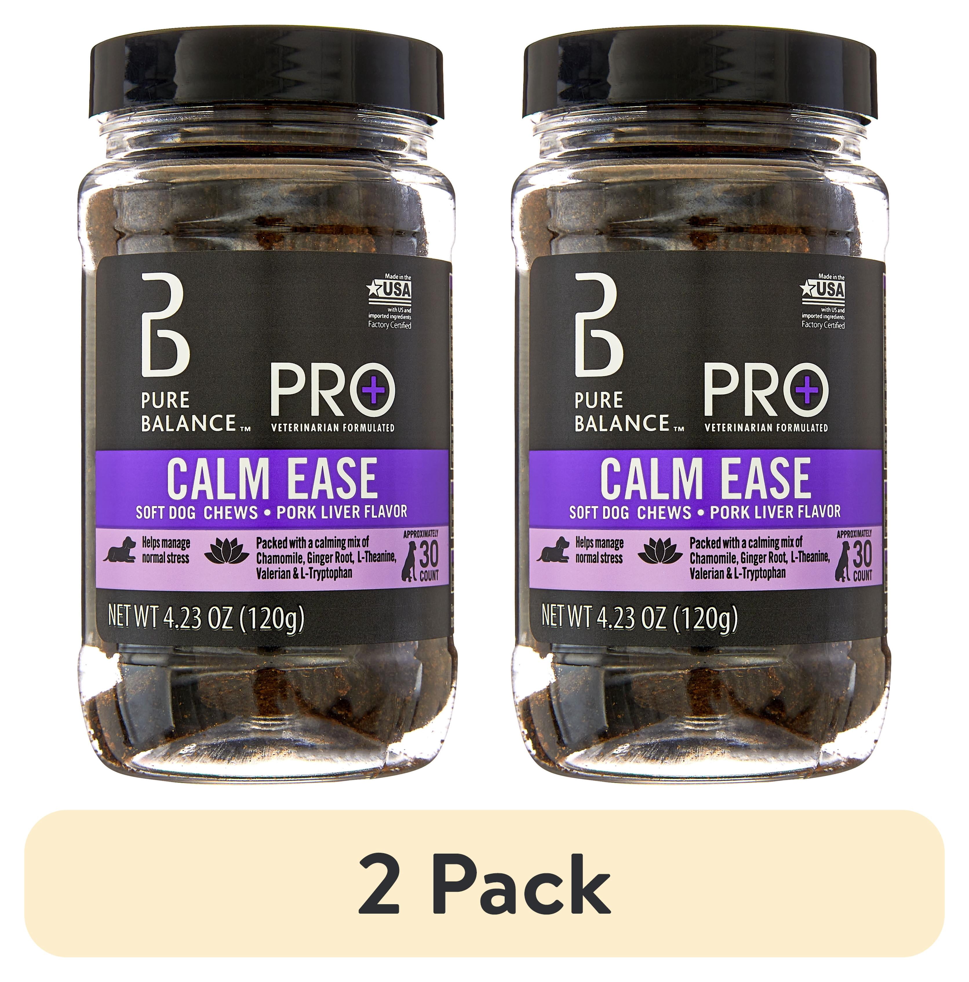 (2 pack) Pure Balance Pro+ Calm Ease for Dogs, Calming Supplement, Pork Liver Flavor, 30 Count Soft Chews