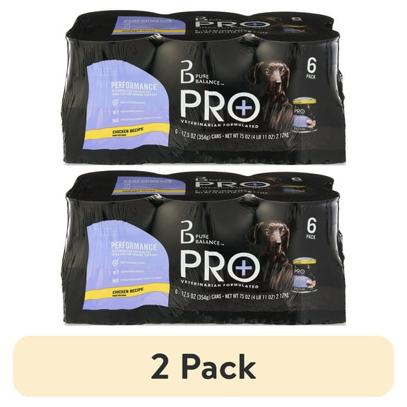 (2 pack) Pure Balance Pro+ Chicken Recipe Wet Dog Food for Performance, 12.5 oz Cans (6 Pack)