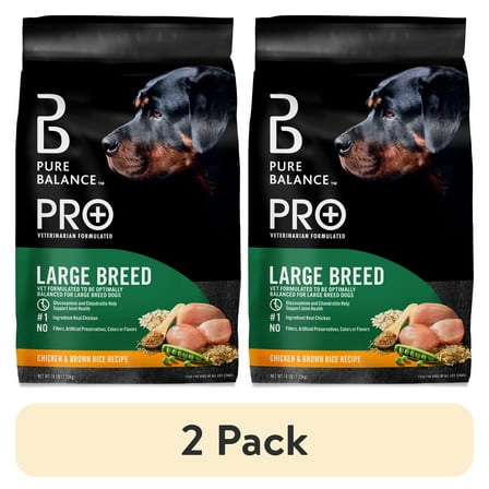 (2 pack) Pure Balance Pro+ Large Breed Chicken & Brown Rice Recipe Dry Dog Food, 16 lbs