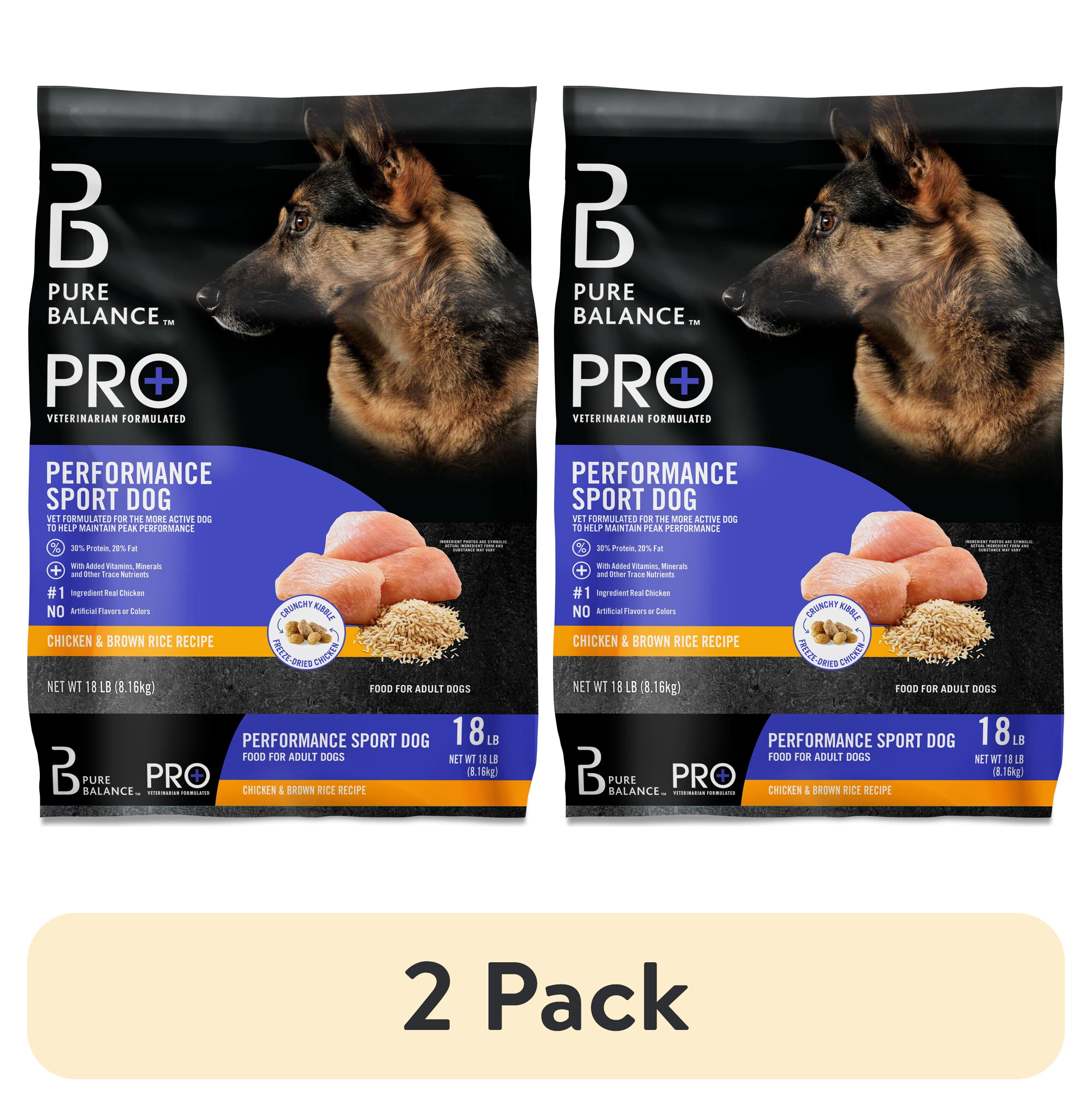 (2 pack) Pure Balance Pro+ Performance Sport Dog Chicken and Brown Rice Recipe, Dry Dog Food, 18 lb Bag