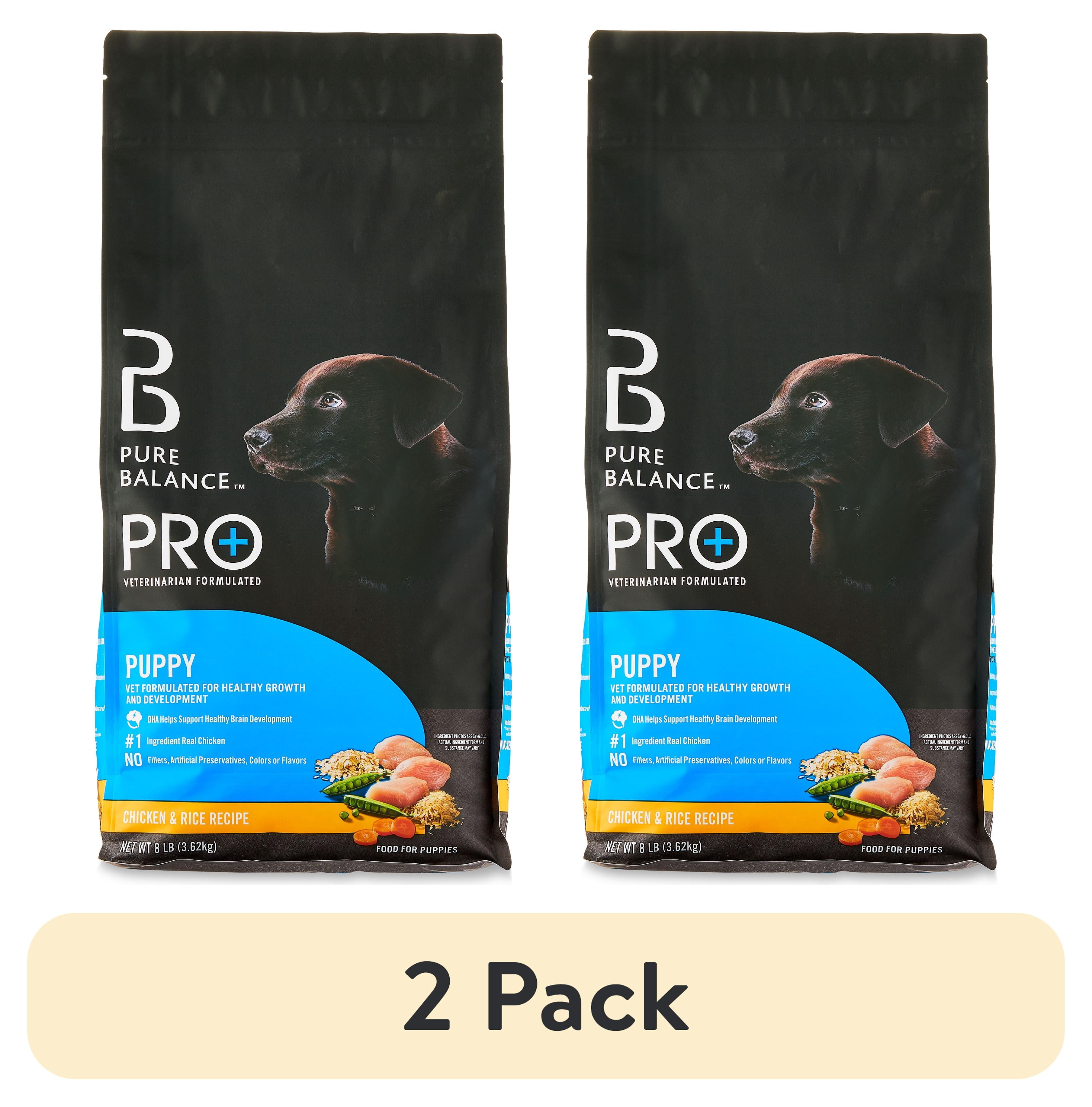 (2 pack) Pure Balance Pro+ Puppy Chicken and Rice Recipe Dry Dog Food for Puppies, 8 lb