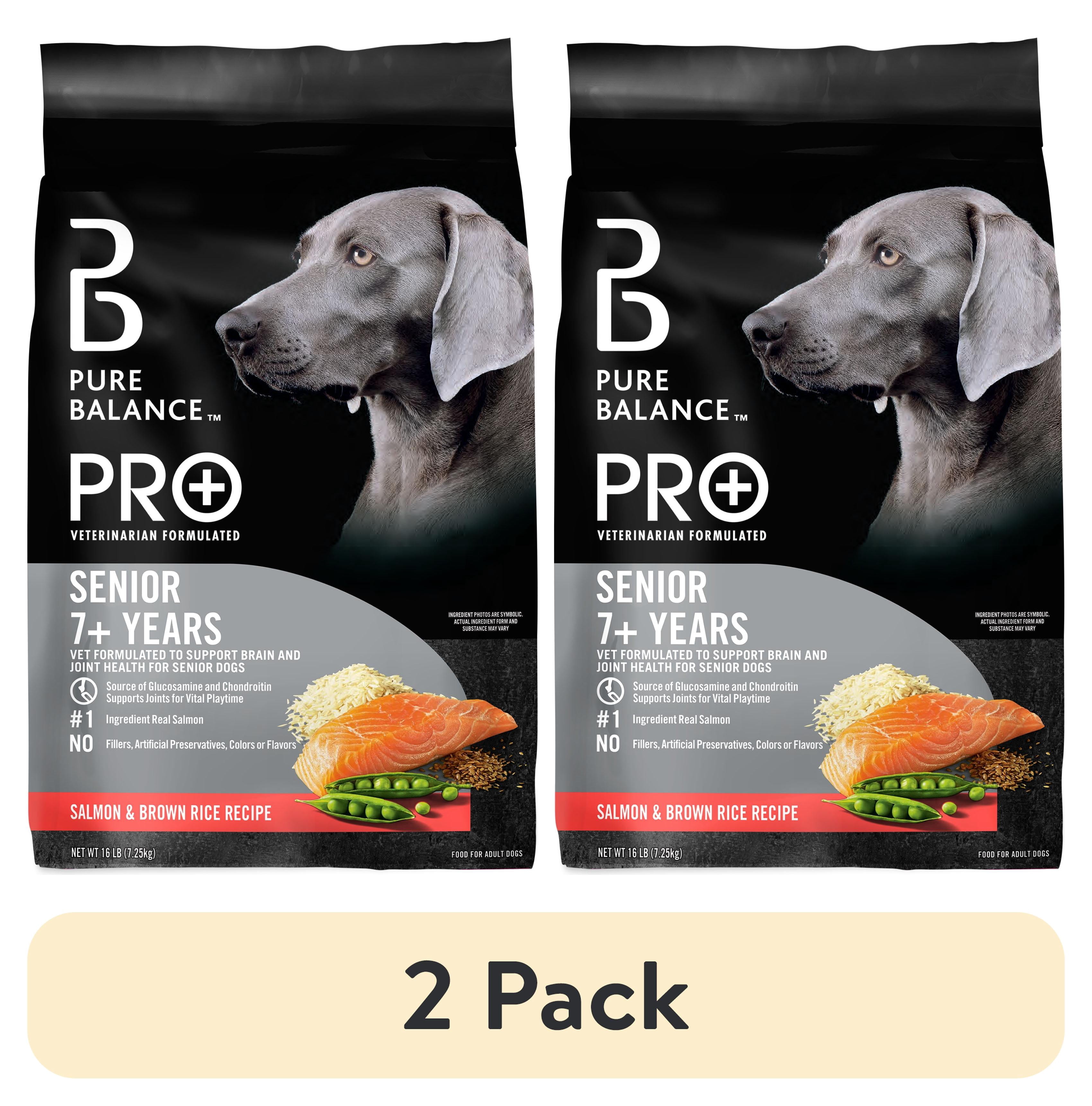 (2 pack) Pure Balance Pro+ Senior Salmon & Brown Rice Recipe Dry Dog Food, 16 lb
